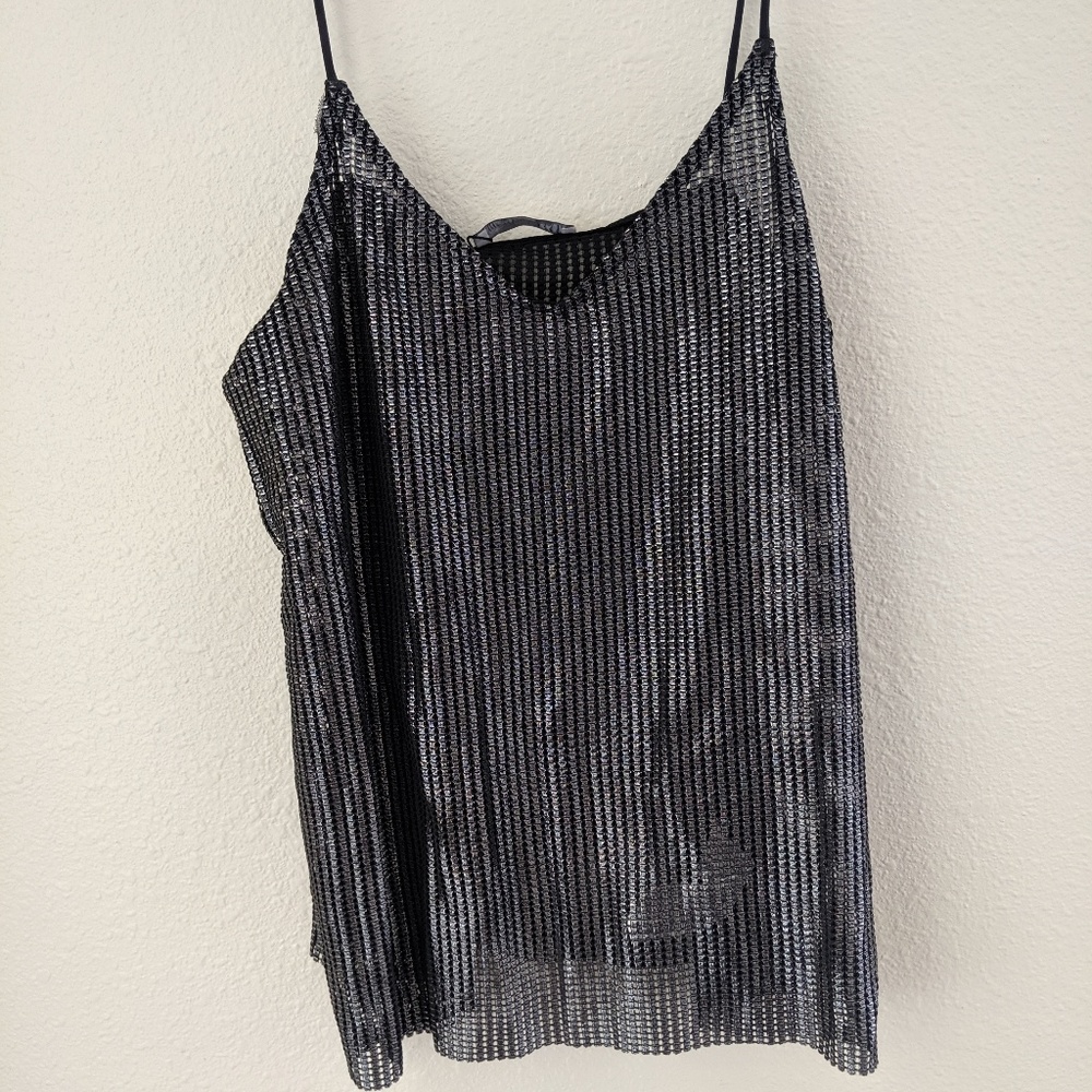 Sheer black silver top